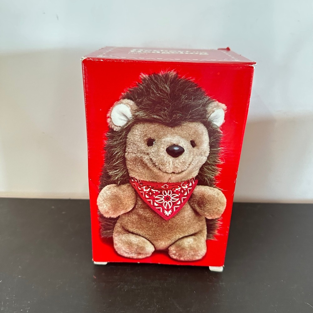Avon Herbert the Hedgehog Plush Puppet Vintage Brown Hedgehog Red Bandana NIB